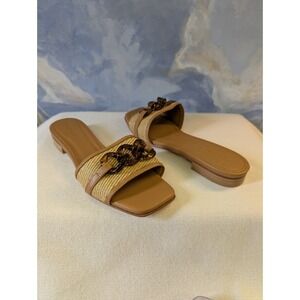 NEW! J. McLaughlin 8.5 New Tortoise Chain Embellished Slide Sandals $224